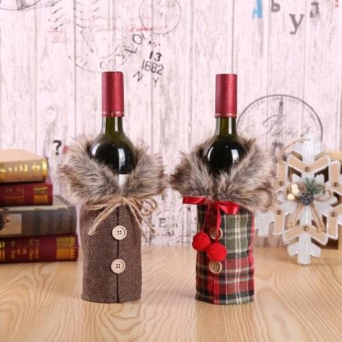 Christmas Wine Bottle Cover Merry Christmas Decor For Home 2020 Natal Noel Christmas Table Decor Xmas Gift Happy New Year 2021
