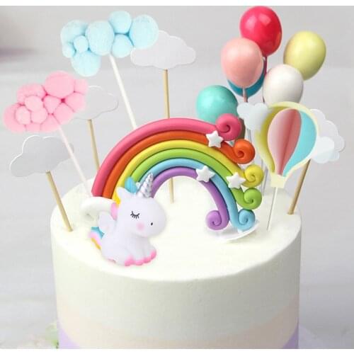 Pink White Unicorn Collection Cake Decoration Angel Wing Balloon Cake Topper for Party Decoration Dessert lovely Gifts