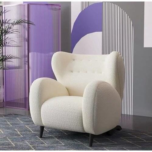 Nordic single sofa simple lounge chair reliable head white living room furniture can be customized