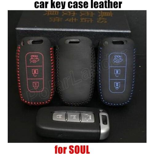 Only Red popular car styling Car key case car key cover hand sewing real leather fit for KIA SPORTAGE SPORTAGER SOUL car styling