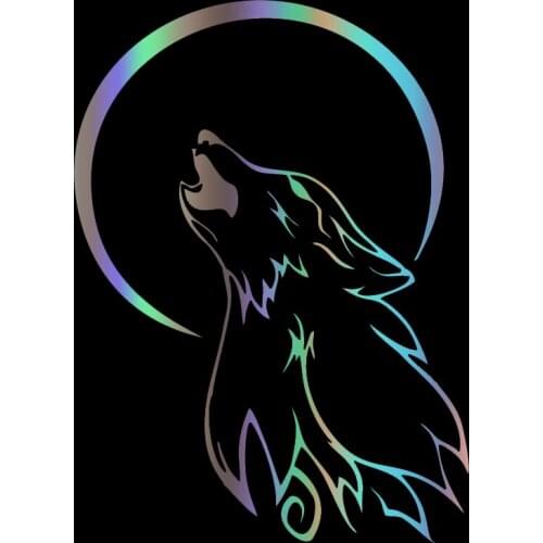 Wolf. Half moon. Laser reflective car stickers. Auto parts. Glass. Plastic. Automobile. very interesting. Polyethylene Decal