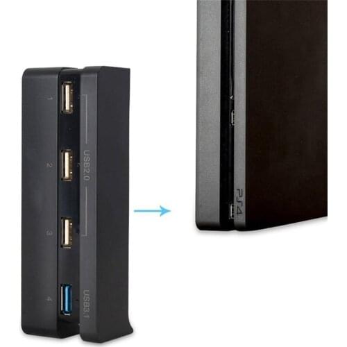 High Speed 4 In 1 USB Hub Splitter Adapter for Sony PlayStation 4 Slim PS4 Slim