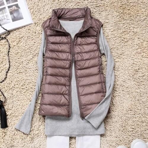 Women Vests Coat spring Waistcoat Female Autumn White Duck Down Womens Short Vest Jacket Sleeveless Portable Office Lady