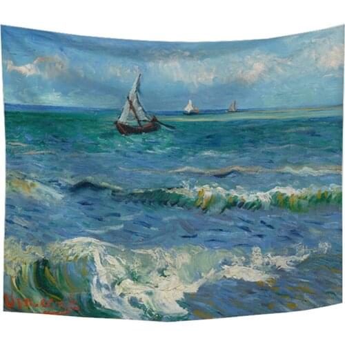 Painting sea tapestry aesthetic wall carpet livingroom decor tapisserie mural drop shipping blanket
