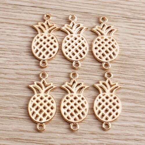 20pcs 13*27mm Metal Hollow Pineapple Charms Connector for Jewelry Accessories DIY Golden Fruit Charms Making Necklaces Bracelets