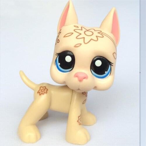 2019 LPS Rare toy little Cream white great dane dog yellow bule eyes animal pet shop lps toys for kids