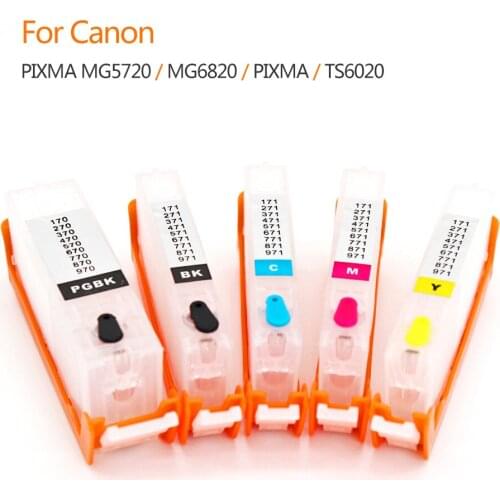 5/6 Colors Refillable Ink Cartridge For Canon Printer PIXMA MG5720 MG6820 TS6020 With ARC Chip for Canon PGI-270 CLI-271 270 271