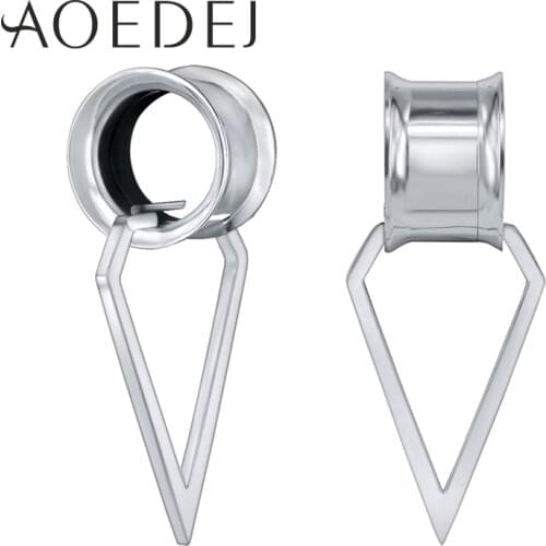 AOEDEJ 316L Stainless Steel Ear Tunnel Ear Expander Piercing Ear Stretchers Triangle Tunnels Dilataciones oreja Piercing 10mm