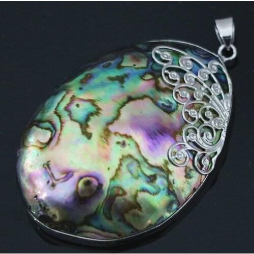 Bohemia Punk 38x52mm Natural Abalone Shell Oval Pendant Fashion Hot Sale Diy Jewelry Womens Party Gifts Accessory B1111