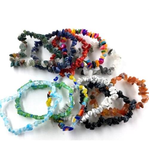 Natural Gem Stone crystal Bracelet Irregular Crystal Stretch Chip beads Nuggets Bracelets Bangles Quartz Wristband For Women