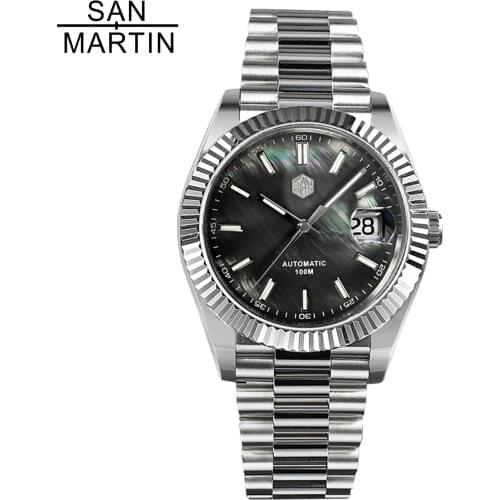 San Martin 40mm Retro SN059G V2 MOP Business Luxury Watches Sapphire Glass 10Bar Stainless Steel Automatic Mechanical Watch Men