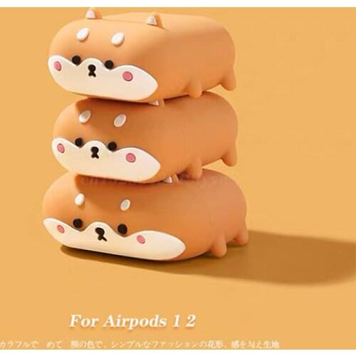 Cute Corgi Dog Case for Airpods 1 2 Case Cute Cartoon Bluetooth Wireless Earphone Cover For Airpods Pro Bone Keychain Dog