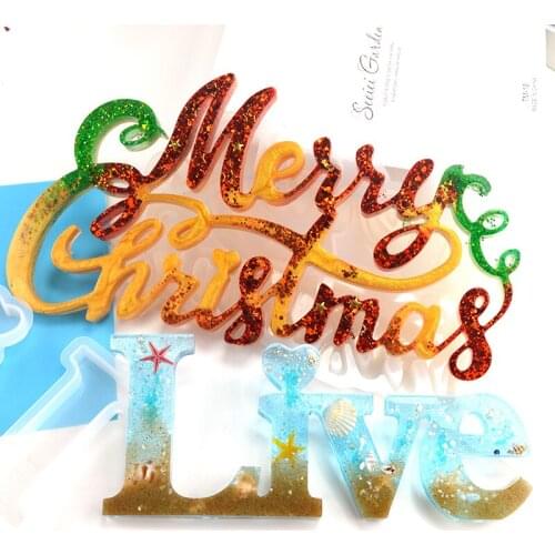 DM022 DIY Merry Christmas Epoxy Resin Mold Silicone Love Mould Christmas Decoration Gift Craft Letter Mold