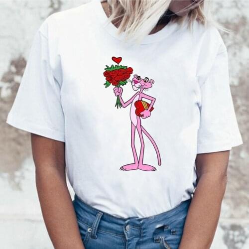 Pink Panther Graphic t-shirt Ladies Funny t shirt Harajuku Clothing Womens Tops Animal Print tees 90s Streetwear