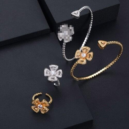 Jankelly luxury Unique African Bangle Ring Set Jewelry Sets For Women Wedding Cubic Zircon Crystal CZ Dubai Bridal Jewelry Set