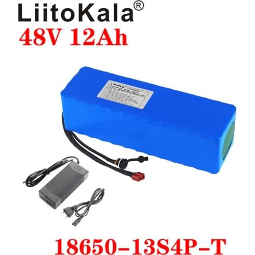 LiitoKala 48V 12Ah 18650 E-bike battery li ion battery pack bicycle scoot conversion kit bafang 1000W XT60 plug 54.6V Charger