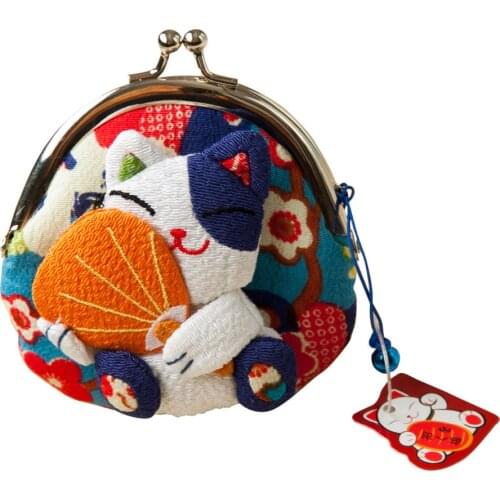 1 pc Japanese style,Lucky cat coin purse,coin bags,Zero Wallet,Japanese kimono fabric coin bag 8 styles monederos