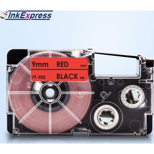 InkExpress 9mm XR-9RD Tape For CASIO XR-9RD Label Tape Black on Red Printer Ribbon XR 9RD For CASIO Label Maker KL-100 KL-120