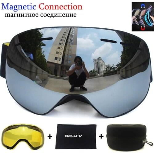 100% UV400 Protection Magnetic Ski Goggles with Quick-Change Lens Anti-fog Snowboard Goggles for Men & Women Skiing Glasses Set