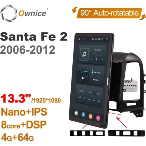 13.3 Inch 1920*1080 Tesla Android 10.0 Car Radio for Hyundai Santa Fe 2 2006-2012 GPS Auto Audio Stereo Player Auto Rotatable