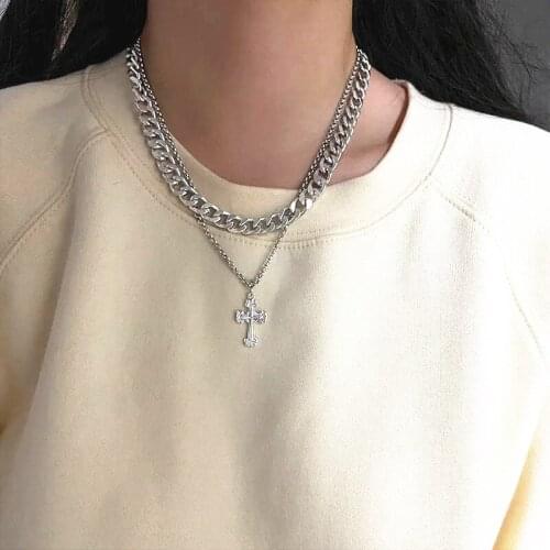 European and American cross-border new product simple alloy personality pendant necklace hip hop sweater chain men and women