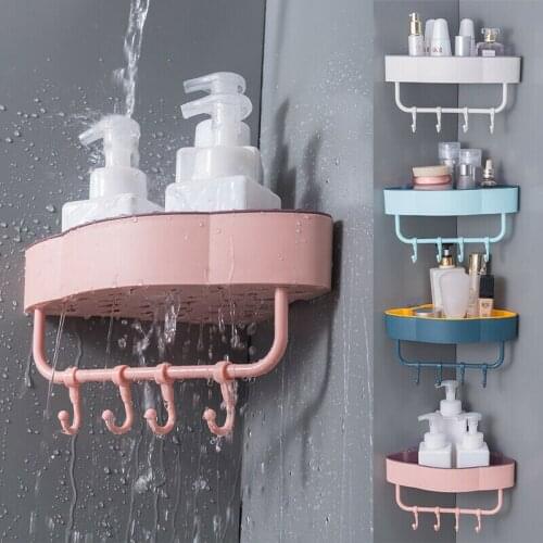 Fashion Solid Traceless Plastic Bathroom Kitchen Corner Storage Rack Organizer Shower Shelf