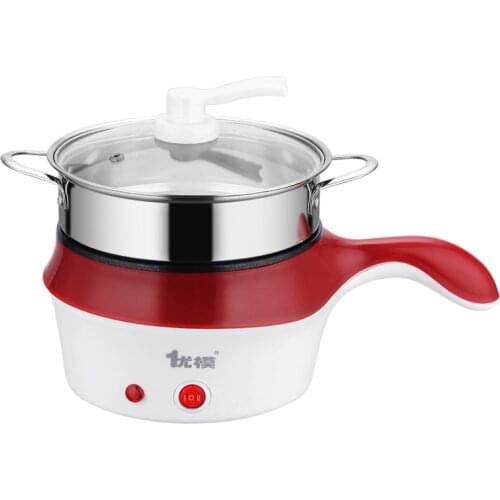 1.8L Multifunctional Double Layer Mini Electric Pot Stainless Steel Pan Cooker Cooking Fry Stew Multi Cooker Food Container Tool
