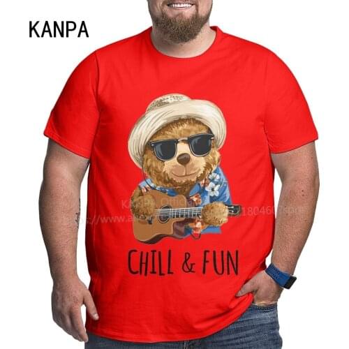 Music Bear Red T Shirts Plus Size Men Cotton Clothes Summer 2021 Short Sleeves Top Tees Big Tall Man T-shirts Workout Shirt