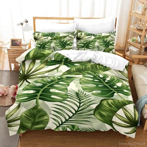 Tropical Rainforest Plants Leaves Queen King Size Bedding Set Duvet Cover Pillowcase Set Comforter Cover Set Home Textile Gift