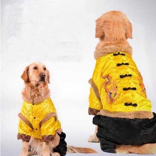 2017 new large dogs New Years costume big dog autumn winter warm soft jumpsuit pet dog coat dogs tracksuits clothes 1pcs