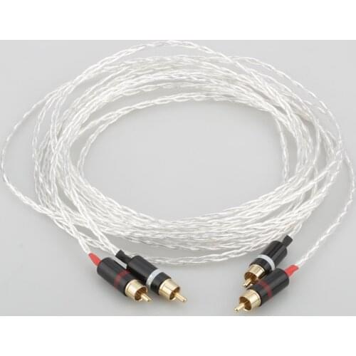 New 3AG Single Crystal Silver audio cable Hifi RCA interconnect cable with Gold plated plug for Amplifier CD player