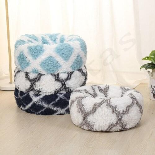 New 40-80cm Pet Cat Bed Super Warm Fleece Long Plush Mat Round Dog Kennel House Pet Dog Beds for Puppy Cat Cushion Mat Winter