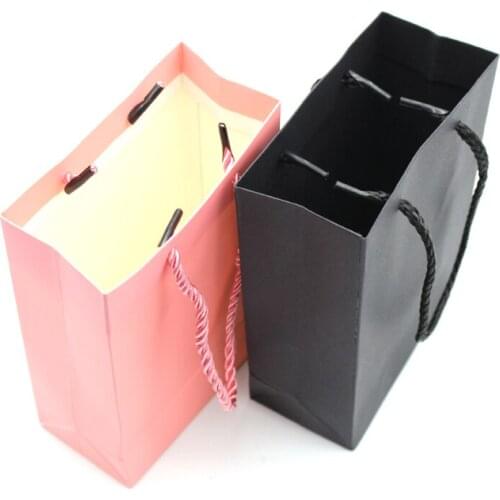 New Packaging Bags With Handle For Gift Lashes 5/10/20/30/40/50 Pieces Hot Sale Exquisite Sturdy Empty Paper Black/Pink