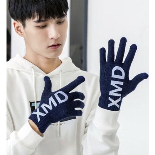 Solid Soft Female Gloves Mittens Screen Sense Warm Winter Mittens For Women Knitted Full Finger Women Gloves