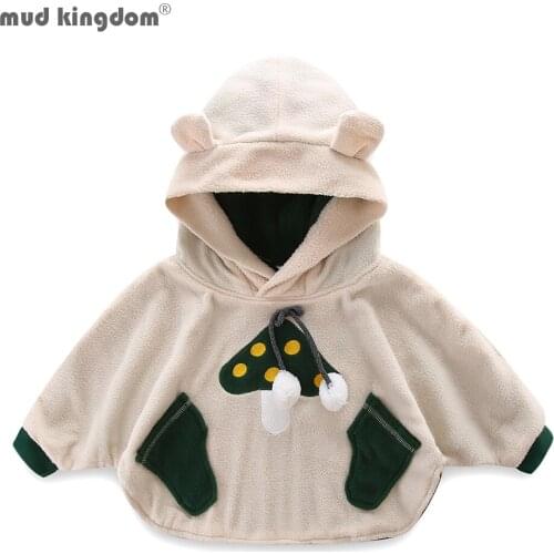 Mudkingdom Boys Girls Coats Fleece Cute Mushroom Hooded Warm Winter Outerwear Cloak