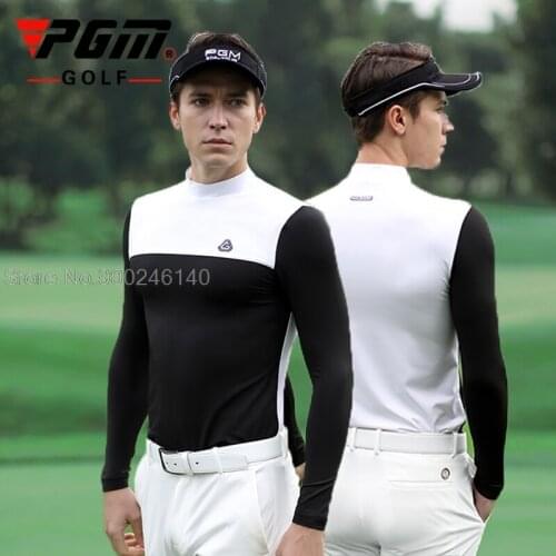 Pgm Men Ice Silk Long Sleeve Golf Shirt Mens Golf Underwear Sun Protection Golf T-Shirt Patchwork Leisure Tops Pullover