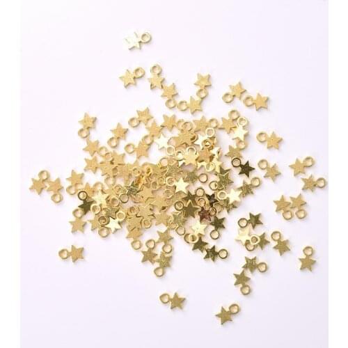100Pcs Gold/Silver Color Stars Pendant DIY Christmas Jewelry Accessories Necklace Bracelet Women Jewelry Findings Making