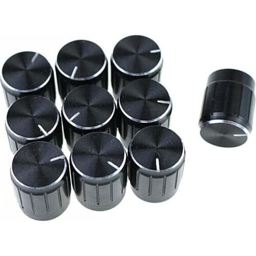 10Pcs Volume Control Rotary Knobs Black Aluminum Alloy Potentiometer Knob For 6mm Dia Knurled Shaft Potentiometer