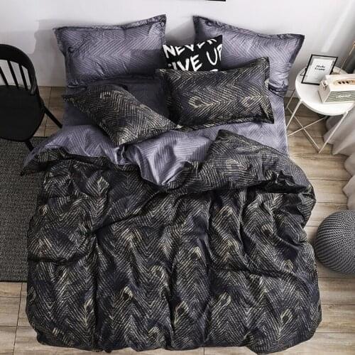 Home Textile Luxury Black Gold Grain Bedding Set Duvet Cover Pillowcases Bed Linens Set Twin Full Queen King 2/3PCS