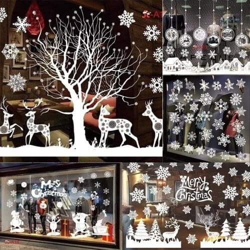 Merry Christmas Wall Stickers Window Glass Stickers Christmas Decorations For Home 2020 Christmas Ornaments Xmas New Year 2021