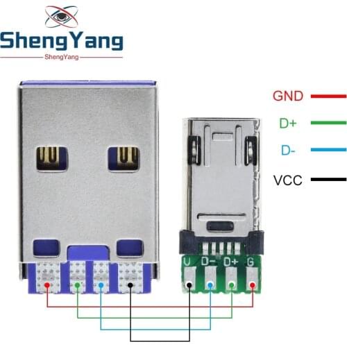 Micro Male Plug With PCB Solder Plate Double-sided Micro 5P Plug Usb Connector+ Type A 3A 4PIN Male USB DIY OTG Data Charge DIY
