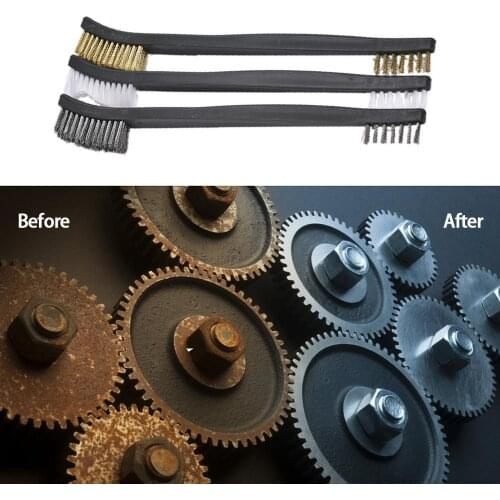 Universal Multipurpose Car Detailing Cleaning Tool Accessories Wire Brushes Brush Set 3 Double-headed Finished Steel Wire Brush