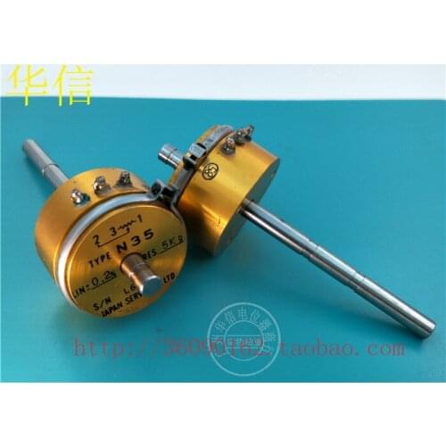 [VK] Used Japan TYPE N35 5K conductive plastic potentiometer biaxial adjustment shaft length 64MM 12MM switch double