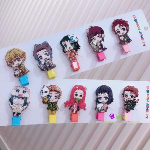Anime Cartoon Cute Ghost Slayer Hair Accessories Acrylic Girls Clip Bangs Hairpin Hairpin anime accessories Girls 2020