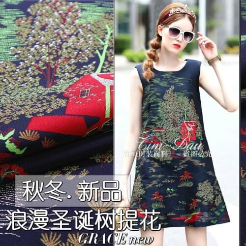 Christmas tree gold jacquard fabric gold fashion jacquard brocade fabric dress coat windbreaker jacquard fabric jacquard cloth