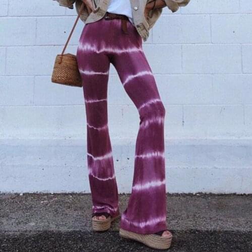 Womens Stripe Camping High Waist Thin Casual Harem Pants 2021 Female New Arrival Fashion Casual Retro Print Flare Pants Korean