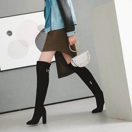 Big Size 11 12 13 14 15 Women Long Boots Woman Over The Knee Boot Inner zipper Pure color Coarse heel boots