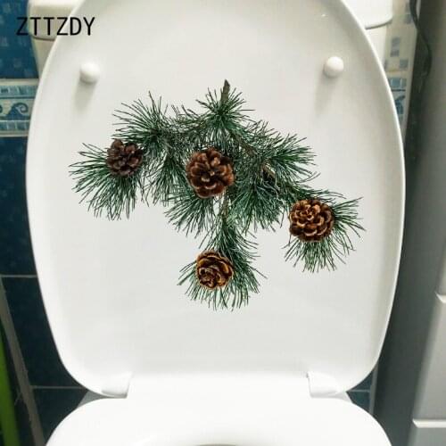 ZTTZDY 19.2×24.5CM Pine Branches Plant Bathroom Decoration Toilet Cover Decals Home Wall Stickers T6-0141
