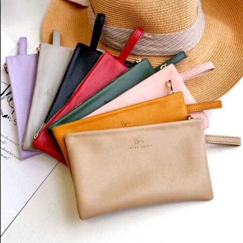 1Pcs Leather Cosmetic Bag Women Simple INS Travel Beauty Case Portable Wash Makeup Bag Coin Organizer Holder