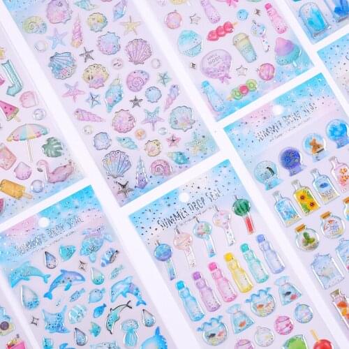 1 PCS Sea Horse Star Shell Mural Precut Decoration Stickers Desk Organizer School Supplies Office Accessories